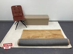 4 X HOUSEHOLD ITEMS INCLUDING WHITE CARPET 220 X 160 CM.