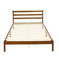 SOLID PINE FRAME WITH GROOVED HEADBOARD, DOUBLE BED, 140 X 200 CM, DARK BROWN (P.V.P. € 149).