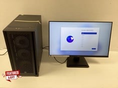 OWN ASSEMBLY 1TB PC (ORIGINAL RRP - €1649,00) IN BLACK. (WITH POWER CABLE. WITHOUT BOX. WITH EMPTY BOX COMPONENTS (SEE PHOTOS), MONITOR NOT INCLUDED / TABS ON THE SHEET METAL HOLDING THE SIDE GLASS B