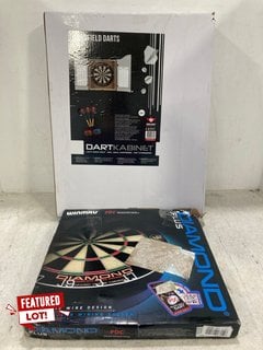 WINMAU DIAMOND PLUS DARTBOARD TO INCLUDE LONGFIELD DARTS DART CABINET: LOCATION - B1