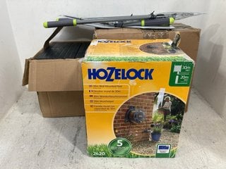 QTY OF ASSORTED OUTDOOR ITEMS TO INCLUDE HOZELOCK 30M WALL MOUNTED HOSE & 10 X PLASTIC GRAPHITE LOOKING SLABS: LOCATION - B1