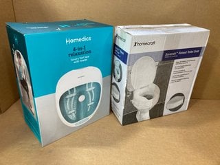 HOMECRAFT SAVANAH RAISED TOILET SEAT 100MM (4") WITH LID TO INCLUDE HOMEDICS 4 IN 1 RELAXATION LUXURY FOOT SPA WITH HEATER: LOCATION - B1