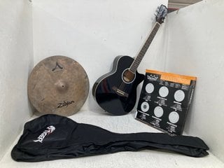 QTY OF MUSIC ITEMS TO INCLUDE REMO DRUMHEAD & TIGER ACG1-BK ACOUSTIC GUITAR IN BLACK: LOCATION - B1