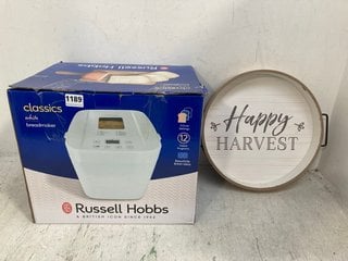 RUSSELL HOBBS CLASSICS BREADMAKER IN WHITE TO INCLUDE HAPPY HARVEST TRAY: LOCATION - B2