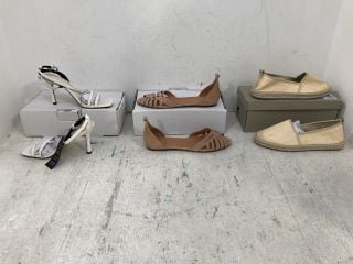 3 X PAIRS OF ASSORTED SHOES TO INCLUDE WOMENS ESPADRILLES IN BEIGE SIZE: 5.5: LOCATION - BR7