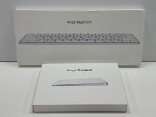 APPLE MAGIC KEYBOARD (A2450) AND MAGIC TRACKPAD (A1535) PC ACCESSORIES IN WHITE (WITH BOXES) [JPTM126748] THIS PRODUCT IS FULLY FUNCTIONAL AND IS PART OF OUR PREMIUM TECH AND ELECTRONICS RANGE