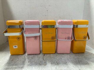 5 X VEUVE CLICQUOT BOTTLE COOLERS IN ORANGE & PINK: LOCATION - A5