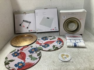 QTY OF ASSORTED JOHN LEWIS AND PARTNERS ITEMS TO INCLUDE FIELD STONEWARE DINNER SET 12 PIECE & DIGITAL BATHROOM SCALES: LOCATION - A5