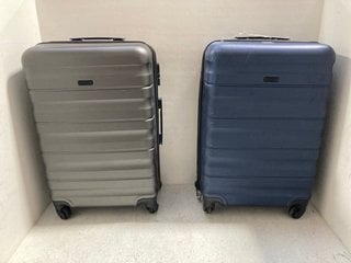 2 X JOHN LEWIS AND PARTNERS TRAVEL LUGGAGE ITEMS TO INCLUDE ANYDAY SUITCASE IN GREY SIZE - M & ANYDAY SUITCASE IN DARK BLUE SIZE - M: LOCATION - A7