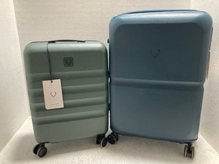 2 X ASSORTED JOHN LEWIS AND PARTNERS LUGGAGE ITEMS TO INCLUDE SINGLE STRIPE SUITCASE IN INDIGO BLUE SIZE - L & ANTLER SUITCASE IN DARK GREEN SIZE - S: LOCATION - A8