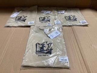 4 X POLAR SKATE BURNSIDE 2084 TSHIRTS IN SAND SIZE: S, M, L AND XL - RRP - £188: LOCATION - A12