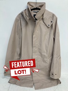 TED BAKER WOMENS HOODED COMMUTER MAC JACKET IN TAUPE SIZE: 14 - RRP - £225: LOCATION - WHITE BOOTH