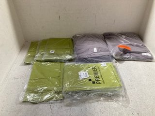 QTY OF ASSORTED CLOTHING TO INCLUDE PACKS OF PREMIER COLOURS 3 POCKET APRONS IN LIME GREEN (ONE SIZE): LOCATION - A17