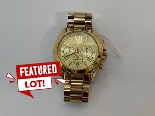 MICHAEL KORS WOMENS GOLD TONE BRADSHAW WATCH - RRP - £169: LOCATION - WHITE BOOTH