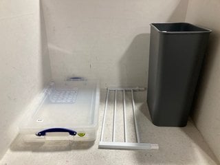 SMALL RECTANGULAR CLEAR PLASTIC STORAGE BOX TO INCLUDE TOWER 50L SENSOR BIN: LOCATION - B19