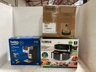 3 X ASSORTED HOUSE HOLD ITEMS TO INCLUDE BEKO CAFFE EXPERTO COFFEE MACHINE, TOWER 9L DUAL BASKET AIR FRYER: LOCATION - B15