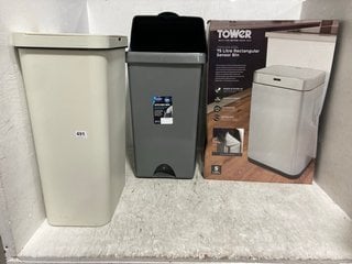 3 X ASSORTED HOUSE HOLD WASTE BINS: LOCATION - B13