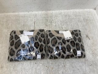 2 X ICHI IXCLEO LS JUMPERS IN LEOPARD PRINT SIZES - XS/S RRP: £89.99: LOCATION - A1