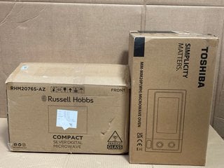 2 X ASSORTED RUSSELL HOBBS AND TOSHIBA MICROWAVE/MICROWAVE OVEN: LOCATION - B4