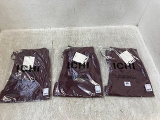 3 X ICHI IHKATE PA PANTS IN BURGUNDY SIZES - S & M RRP: £34.99: LOCATION - A1