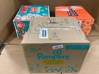 3 X ASSORTED PURA AND PAMPERS/PAMPERS X PAW PATROL NAPPY PACKS FOR BABIES: LOCATION - C11