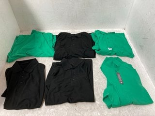 3 X RTX PRO WORK T-SHIRTS IN BLACK SIZE - L TO INCLUDE 3 X KUSTOM KIT POLO NECK T-SHIRTS IN GREEN SIZES - S L & XL: LOCATION - A2