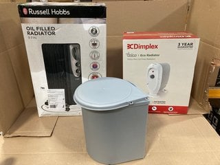 3 X ASSORTED ITEMS TO INCLUDE RUSSELL HOBBS 9 FIN OIL FILLED RADIATOR , DIMPLEX 700W MINI OIL FREE RADIATOR: LOCATION - C17