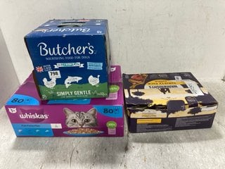 3 X ASSORTED PET FOOD ITEMS TO INCLUDE BUTCHERS WHOLE GRAIN SIMPLY GENTLE DOG FOOD - BBE 2/27: LOCATION - C20