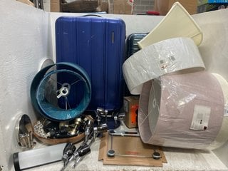 QTY OF ASSORTED HOUSEHOLD ITEMS TO INCLUDE GROOVE BULB HOLDER , JOHN LEWIS & PARTNERS LARGE BEIGE LAMP SHADE: LOCATION - C21