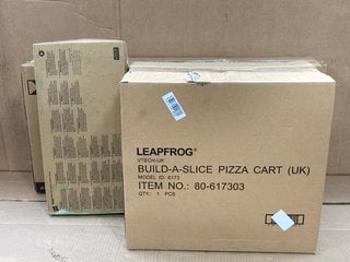 3 X ASSORTED ITEMS TO INCLUDE LEAP FROG BUILD A SLICE PIZZA CART , ZURU X SHOT TOY GUN: LOCATION - D15