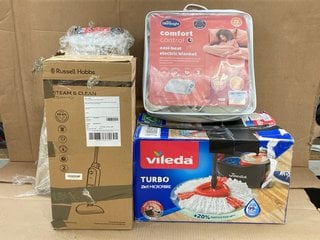 5 X ASSORTED HOUSE HOLD ITEMS TO INCLUDE VILEDA TURBO 2 IN 1 MICROFIBRE MOP SET AND RUSSELL HOBBS STEAM AND CLEAN STEAM MOP: LOCATION - D15