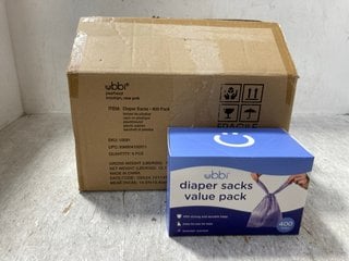 6 X UBBI DIAPER SACKS VALUE PACKS 400 BAGS PER BOX: LOCATION - A3