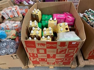 PALLET OF ASSORTED DRINKS TO INCLUDE LUCOZADE ZERO PINK LEMONADE FLAVOUR ENERGY DRINK & LUCOZADE SPORT ZERO SUGAR ORANGE AND PEACH FLAVOUR BBE: APR 2024: LOCATION - A2 (KERBSIDE PALLET DELIVERY)