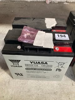 (COLLECTION ONLY) 2 X YUASA VALVE REGULATED LEAD ACID BATTERIES: LOCATION - BR9