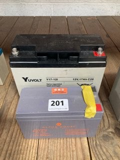 (COLLECTION ONLY) YU VOLT VALVE REGULATED LEAD-ACID TYPE RECHARGEABLE BATTERY TO INCLUDE ALPHA HOUSE VRLA AGM 12V BATTERY: LOCATION - BR8