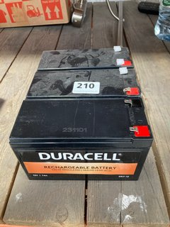 (COLLECTION ONLY) 2 X YU VOLT VALVE REGULATED LEAD-ACID TYPE RECHARGEABLE BATTERY TO INCLUDE DURACELL SEALED LEAD ACID BATTERY: LOCATION - BR8