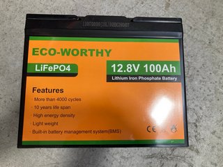 (COLLECTION ONLY) ECO-WORTHY 12.8V LITHIUM-ION PHOSPHATE BATTERY: LOCATION - BR8