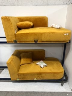 2 X INCOMPLETE CORNER SOFA ENDS IN YELLOW: LOCATION - B5