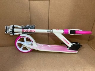 BELEEV MANUAL SCOOTER IN WHITE/PINK: LOCATION - AR11