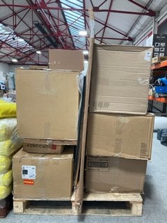 PALLET OF ASSORTED ITEMS TO INCLUDE Q-CONNECT WHITEBOARD & QTY OF PLASTIC STORAGE BOXES: LOCATION - A3 (KERBSIDE PALLET DELIVERY)