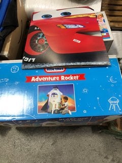 QTY OF ASSORTED TOYS AND GAMES TO INCLUDE LITTLE TIKES ADVENTURE ROCKET & SMOBY AUTO RIDE-ON STROLLER: LOCATION - A3 (KERBSIDE PALLET DELIVERY)