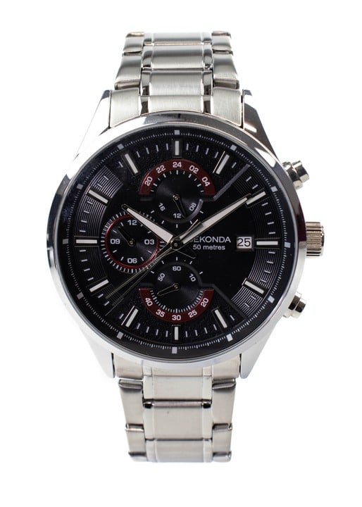 Sekonda Chronograph Quartz Watch, Model: 1697A AKT Black Dial Stainless Steel Bracelet. Brief Condition Report: Ex Display (Currently Running) (VAT Only Payable on Buyers Premium)