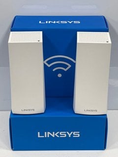 2 X LINKSYS VELOP MX5300 TRI-BAND WHOLE HOME MESH WIFI 6 BROADBAND ROUTERS IN WHITE (WITH BOXES AND MAINS POWER ADAPTERS) [JPTM126828]