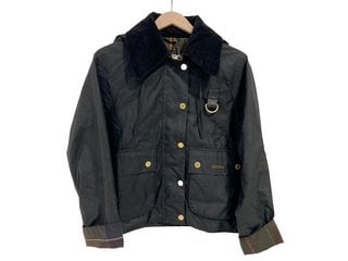 BARBOUR WOMENS REIGHTON WAX JACKET IN BLACK UK SIZE 8 - RRP £329: LOCATION - FRONT BOOTH