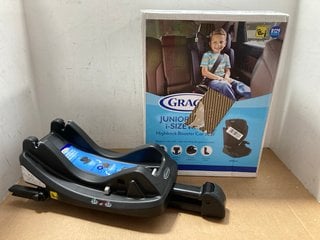 GRACO JUNIOR MAXI I-SIZE R129 HIGHBACK BOOSTER CAR SEAT IN BLACK TO ALSO INCLUDE GRACO ISOFAMILY I-SIZE CAR SEAT BASE IN BLACK: LOCATION - J15