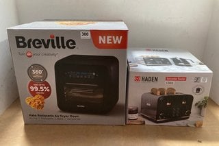 BREVILLE HALO ROTISSERIE AIR FRYER OVEN IN BLACK TO ALSO INCLUDE HADEN 4 SLICE SALCOMBE TOASTER IN BLACK: LOCATION - J18