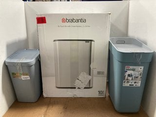 3 X KITCHEN BINS TO INCLUDE BRABANTIA 2 X 30L BO TOUCH BIN WITH 2 INNER BUCKETS: LOCATION - J20