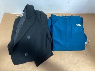 THE NORTH FACE TURQUOISE WINDBREAKER - SIZE UK XL TO INCLUDE JOHN LEWIS & PARTNERS BLACK TRENCH COAT - SIZE UK 16 - COMBINED RRP £294: LOCATION - I14