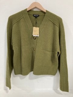 WHISTLES WOMENS WOOL MIX POCKET CARDIGAN IN SAGE GREEN UK SIZE LARGE - RRP £109: LOCATION - FRONT BOOTH