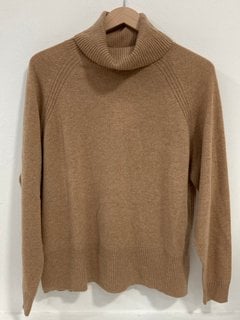 WHISTLES WOMENS CASHMERE ROLL NECK SWEATSHIRT IN CAMEL UK SIZE SMALL - RRP £199: LOCATION - FRONT BOOTH